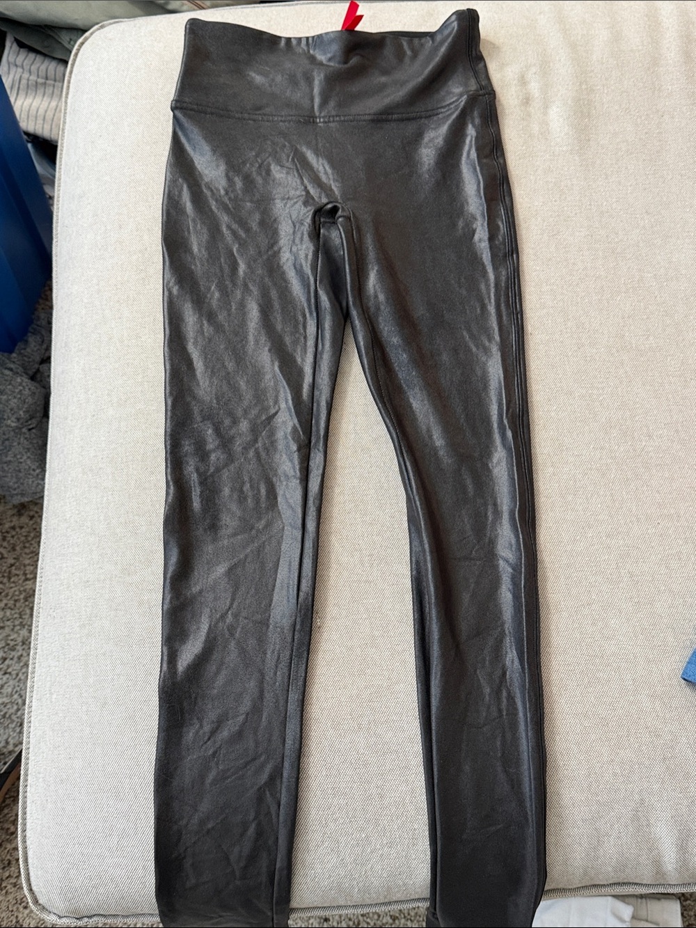 SPANX Black Faux Leather-Look Leggings